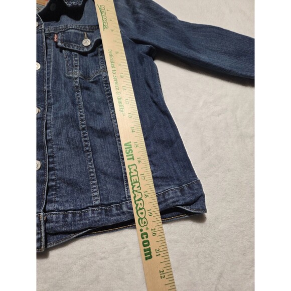 Levi’s Womens Medium Blue Trucker Denim Jacket Fitted with Stretch Button - Picture 8 of 8